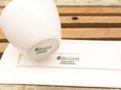 Elegant white ceramic bowl on a rectangular plate from Maxwell & Williams’ White Basics collection.