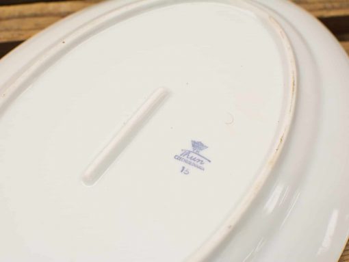 Elegant vintage porcelain plate with Hirsch mark, perfect for dining or decorative display.