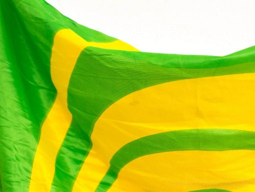 Vibrant green and yellow flag, perfect for festivals, events, and celebrations.