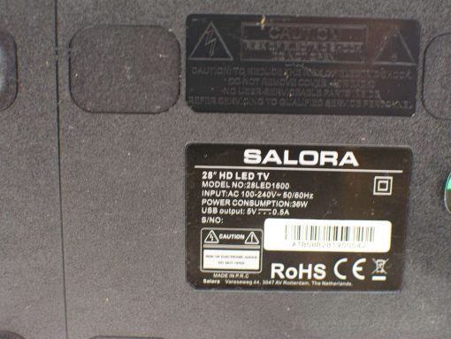 Salora 28-inch HD LED TV with USB port and energy-efficient design for versatile use.
