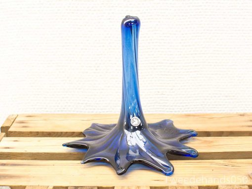 Vibrant blue glass droplet sculpture, perfect for modern decor and artistic collection.