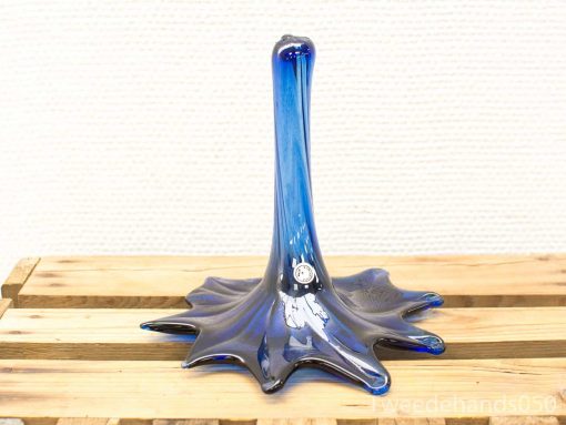 Handgeblazen bloem kunst blauw 20289