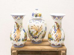 Colorful decorative porcelain vases featuring hand-painted floral and bird designs for stylish home decor.