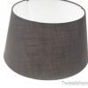 Elegant charcoal drum lampshade with textured fabric and white interior for warm ambiance.