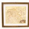 Vintage Groningen map with historical illustrations, framed in rustic wood, perfect for decor and education.