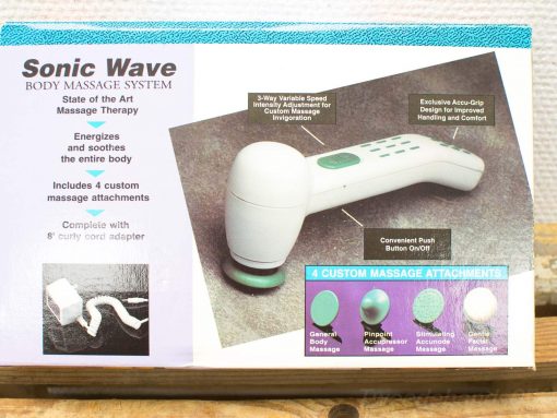Sonic Wave Body Massage System: Customizable massage with variable speeds and four attachments for relaxation.