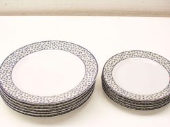 Elegant vintage ceramic plates with blue floral designs, perfect for any dining occasion.