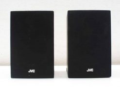 Sleek JVC compact speakers in matte black, perfect for modern audio setups and stylish interiors.