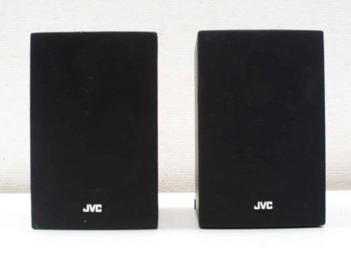 Sleek JVC compact speakers in matte black, perfect for modern audio setups and stylish interiors.