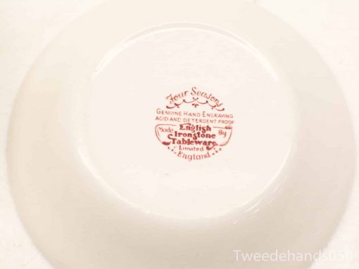 Vintage Four Seasons ceramic bowl, limited edition, features glossy finish and hand engraving.