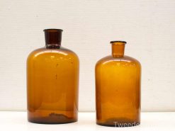 2 vintage apothekerspot bruin glas 20566