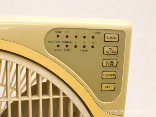 Retro yellow fan blending vintage style with modern functionality for stylish cooling convenience.