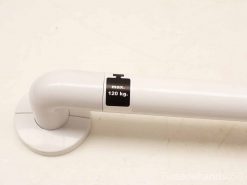 White bathroom grab bar with 120kg weight capacity for safety and support.
