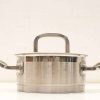 Sleek stainless steel cooking pot with lid and cool handles for safe, versatile use.