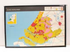 Colorful vintage map of Zuid-Holland for education, showcasing cities, roads, and waterways.