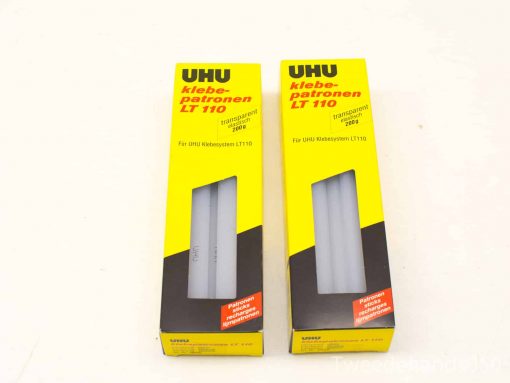 UHU LT 110 adhesive cartridges: clear drying, user-friendly design for crafting and repairs.