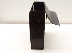 Stylish dark brown document holder with reptile pattern, perfect for business use.