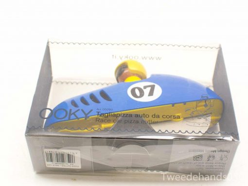 Vibrant race car pizza cutter 07, a fun and playful kitchen gadget for pizza lovers.