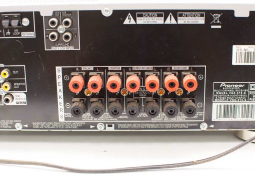 Pioneer VSX-531-S rear panel featuring color-coded audio/video connections for easy setup.
