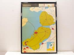 Vibrant map of Flevoland, Netherlands, highlighting urban areas and reclaimed landscapes.
