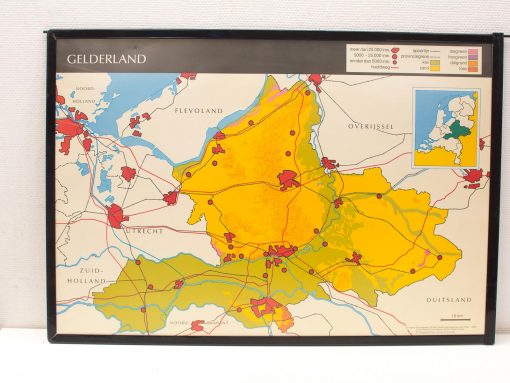 Vintage map of Gelderland showcasing land use and notable locations for history enthusiasts.