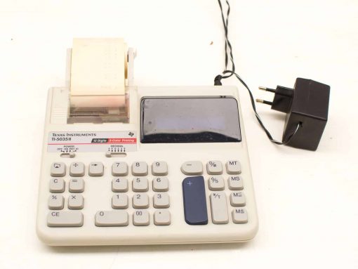 Vintage Texas Instruments TI-503II calculator with built-in printer, ideal for finance and collectors.