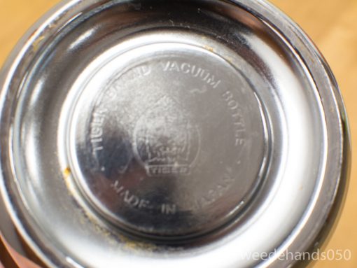 Vintage Tiger Vacuum Bottle Chroom 21147, stylish silver finish, made in Japan, reliable for travel.