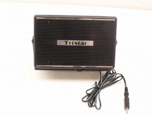 Tristar Portable Speaker: Modern black design with ribbed texture for enhanced sound quality.