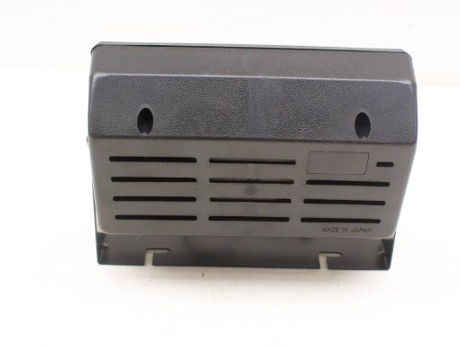 Vintage compact audio speaker with matte black finish, ventilation, and quality craftsmanship from Japan.