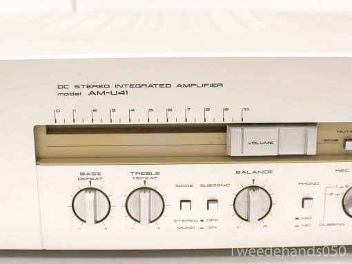 DC Stereo Integrated Amplifier AM-U41: Minimalist design with customizable sound controls for audio enthusiasts.