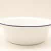 Classic white bowl with blue rim, ideal for serving and decorative use.