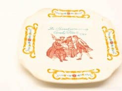 Vintage decorative plate featuring 18th-century scene by Cornelis Trefts, 1740 collectible art piece.