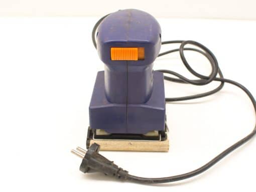 Compact blue palm sander for efficient surface finishing in tight spaces. Ideal for DIY and professionals.