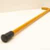 Elegant wooden cane with T-handle and rubber tip for support and style.