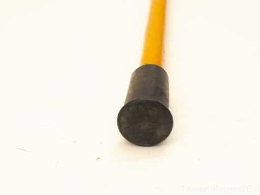 Vibrant orange wooden mallet with rubber head for precise, damage-free impact tasks.