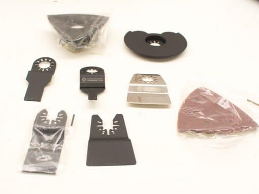 High-quality oscillating blades and sanding attachments for versatile cutting, scraping, and sanding tasks.