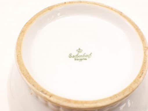 Elegant Eschenbach Bavaria porcelain dish, glossy white finish, with royal logo and artistic design.