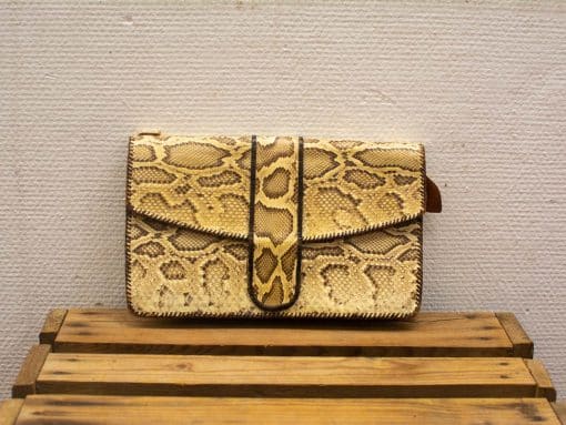 Slangenleren vintage clutch tasje  22552