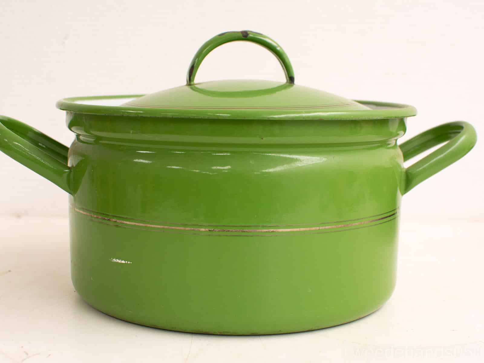 Emaille groene pan 25019