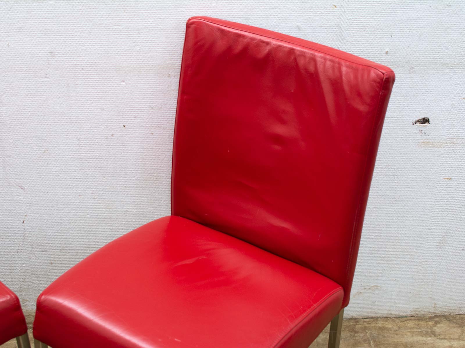 4 rode leren stoelen 28430