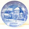 Vintage blue and white Emmerich Christmas plate 1983 featuring a charming church scene.
