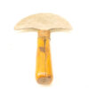 Vintage gardening tool with a curved metal blade and comfortable wooden handle for easy use.