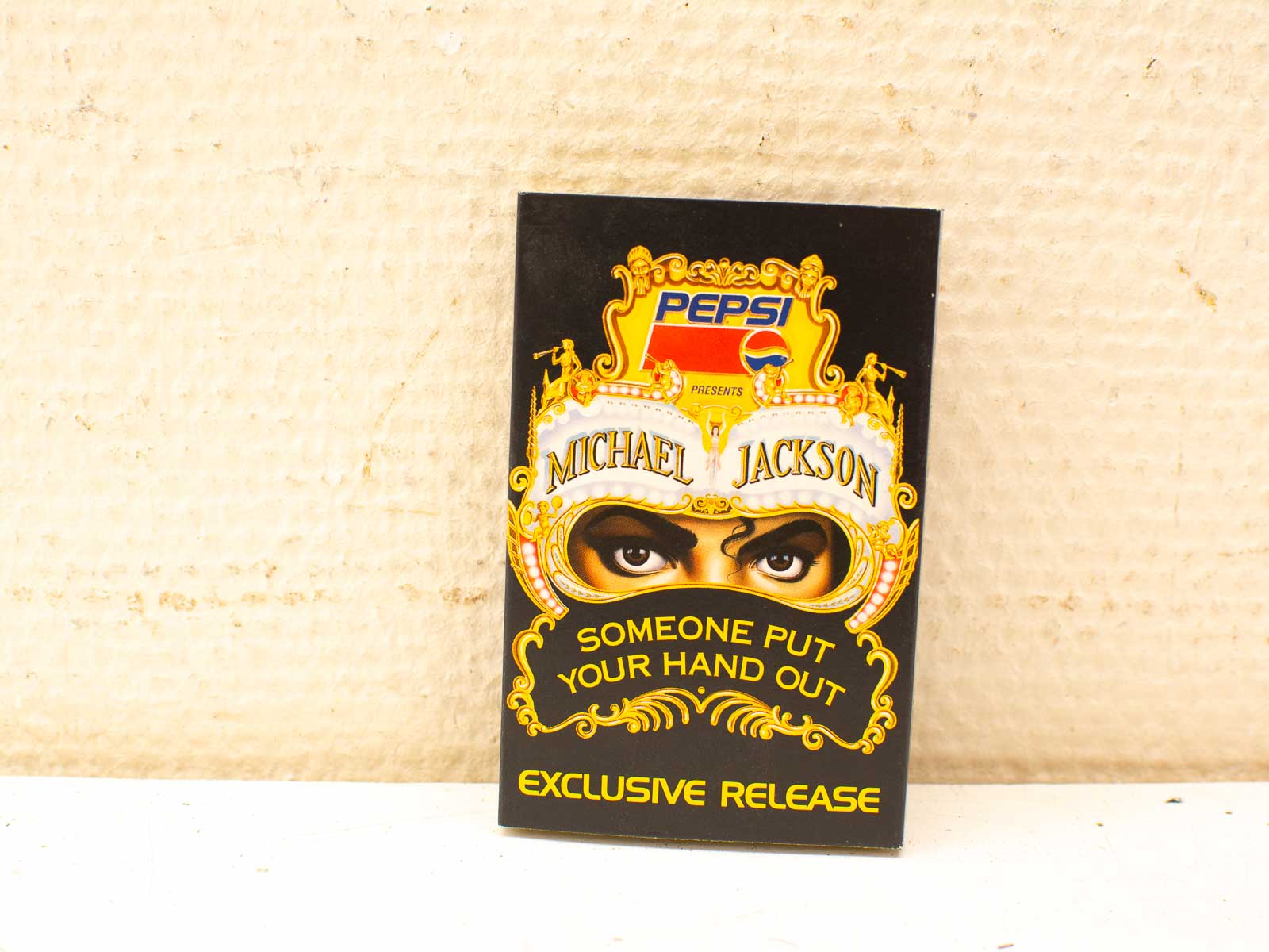 Michael Jackson Pepsi promotion art with mask graphic and exclusive release invitation.