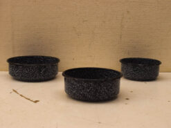 3 stuks grijs gewolkt emaille schaaltjes 44365