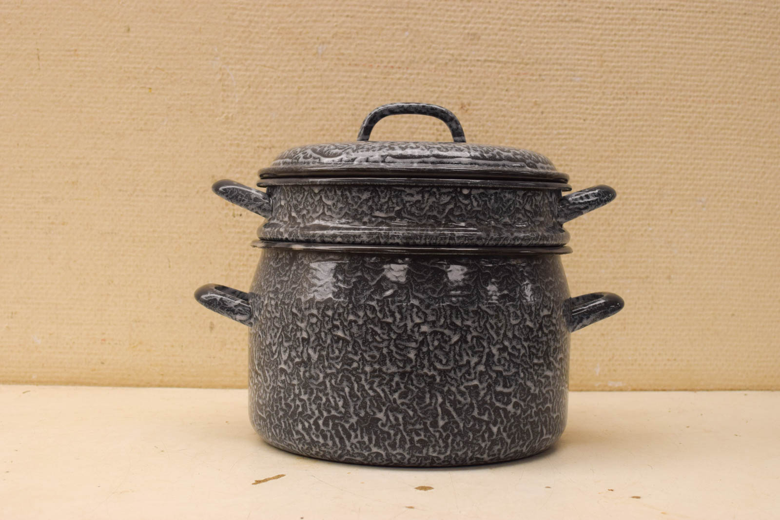 Emaille grijs gewolkte Steelpan  45206