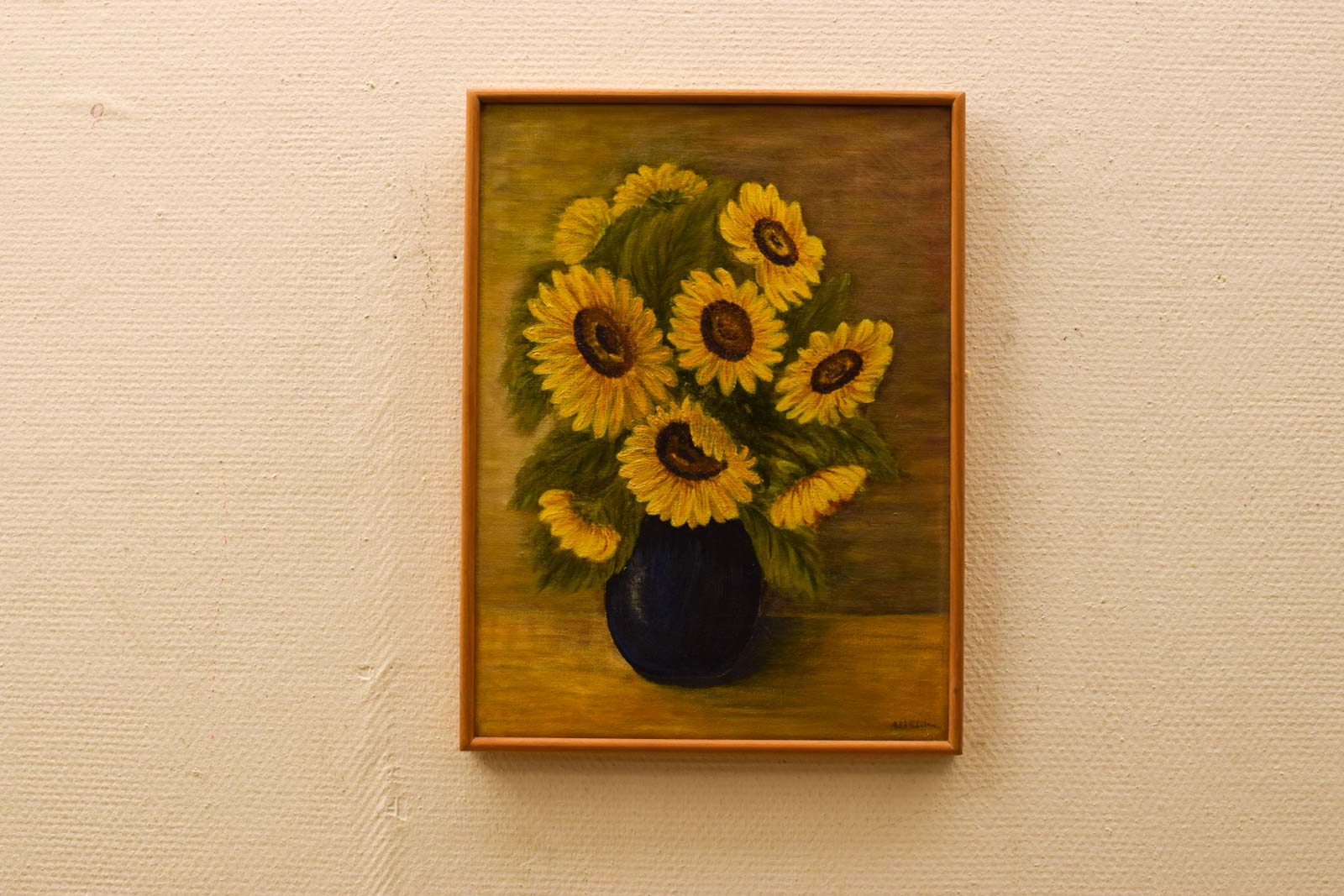 Schilderij van een vaas met zonnebloemen  45209