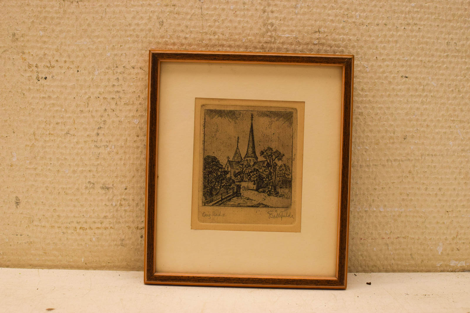 prent /tekening van een kerk  45762