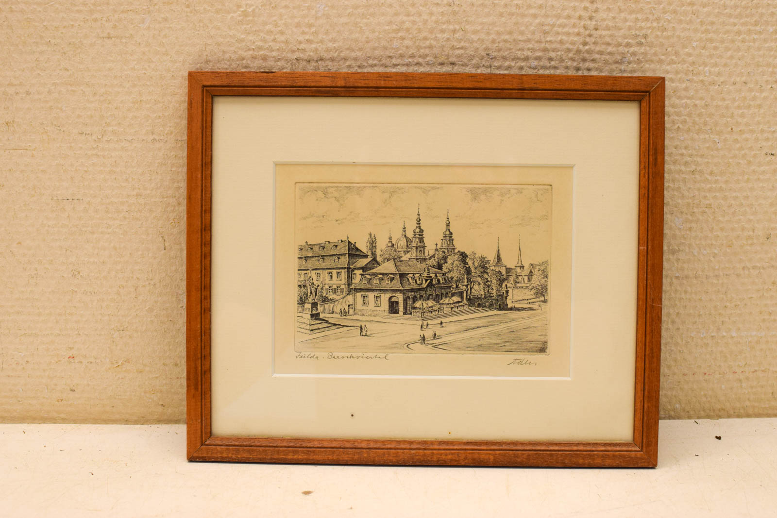 Prent van een gebouw en pleintje  45768