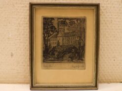 prent / tekening van een kasteel/huis 45756