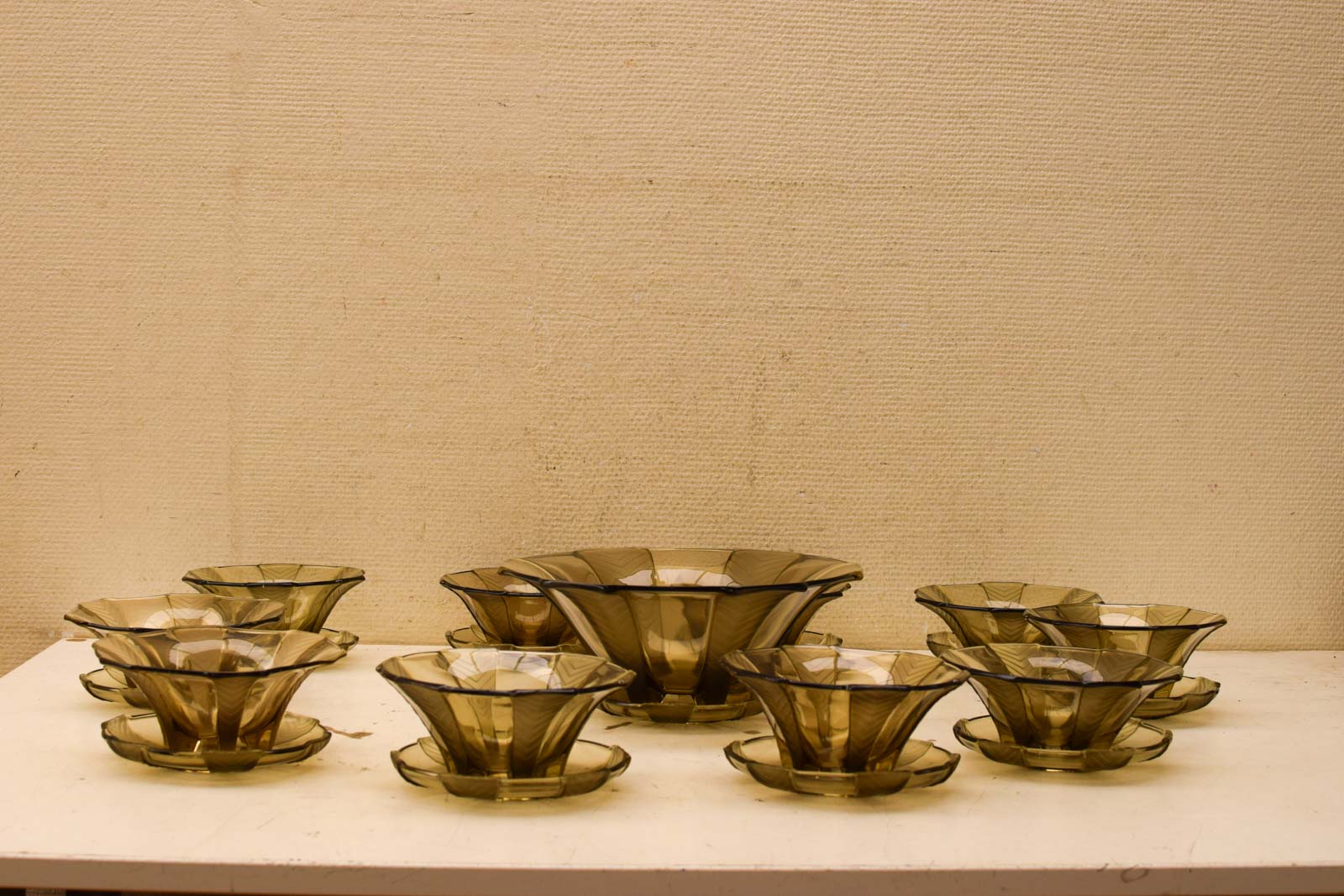 22   delig Walther Glas - Art Deco dessert schaal met 10 schaaltjes met schotels  46680